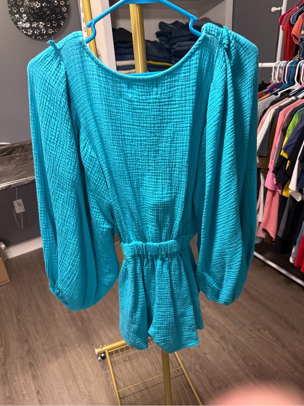 BUCKETLIST Turquoise Ruffle V-Neck Romper - Picture 8 of 10